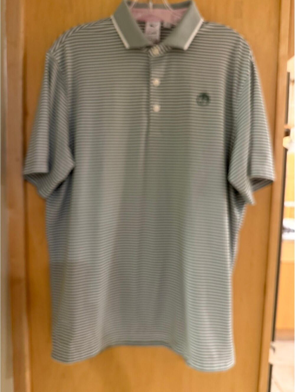 PUMA x Arnold Palmer Golf Polo Shirt Mens Large Green White Stripe Stretch